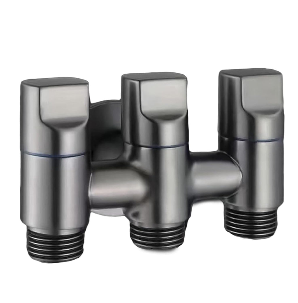 Fossa 3 - Way Water Injection Angle Valve, Single Inlet and Three Outlet Angle Valve Three Way Multifunction Valve for Bathroom (Black)