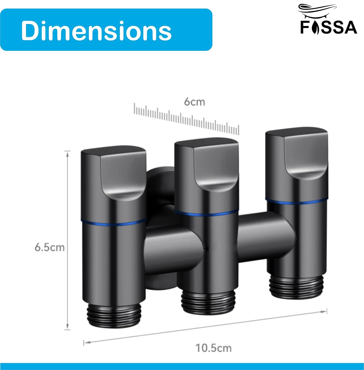 Fossa 3 - Way Water Injection Angle Valve, Single Inlet and Three Outlet Angle Valve Three Way Multifunction Valve for Bathroom (Black)