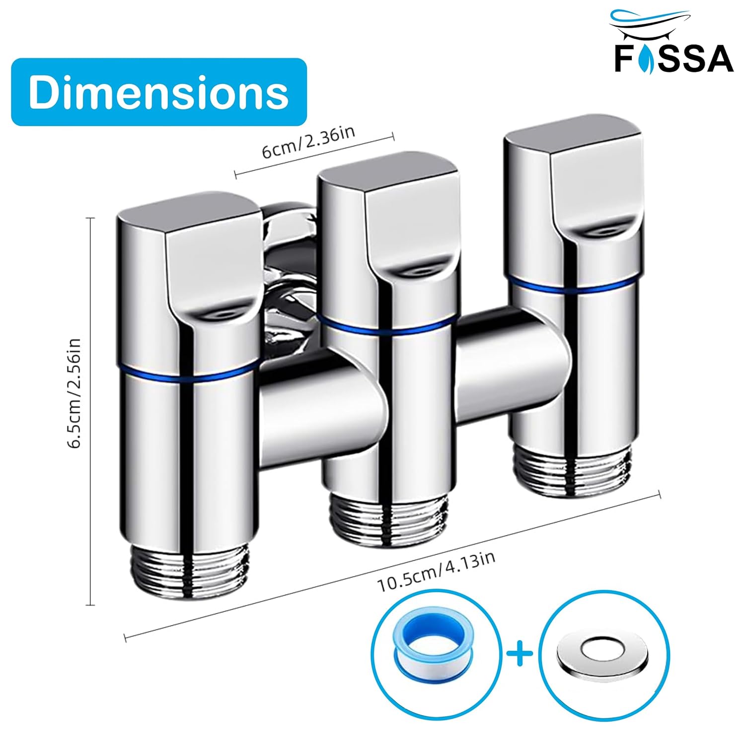 Fossa 3 - Way Water Injection Angle Valve, Single Inlet and Three Outlet Angle Valve Three Way Multifunction Valve for Bathroom (Silver)